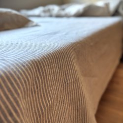 画像3: ［アウトレット数量限定］麻（リネン）100%ボーダーのフラットシーツ150x250cm