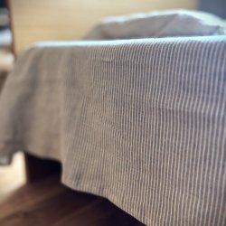 画像5: ［アウトレット数量限定］麻（リネン）100%ボーダーのフラットシーツ150x250cm