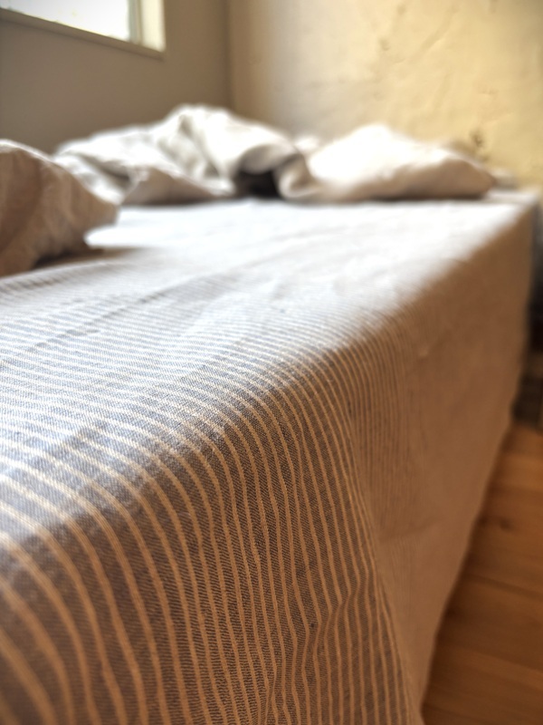 画像6: ［アウトレット数量限定］麻（リネン）100%ボーダーのフラットシーツ150x250cm