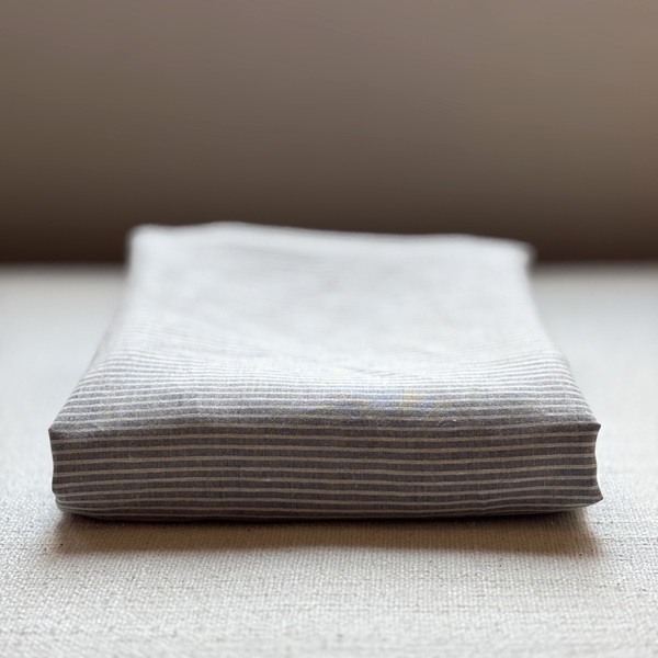 画像9: ［アウトレット数量限定］麻（リネン）100%ボーダーのフラットシーツ150x250cm