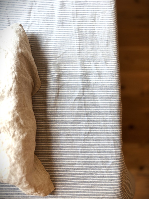 画像7: ［アウトレット数量限定］麻（リネン）100%ボーダーのフラットシーツ150x250cm