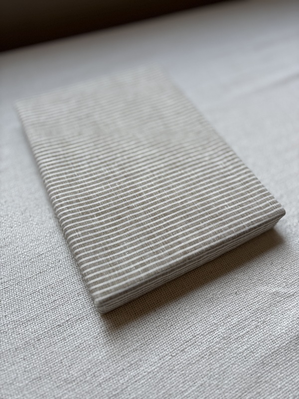 画像12: ［アウトレット数量限定］麻（リネン）100%ボーダーのフラットシーツ150x250cm